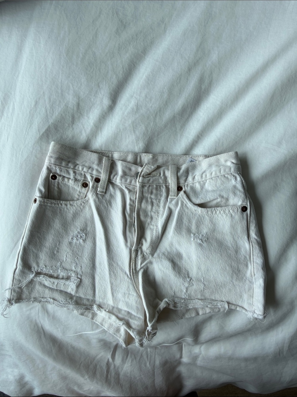 Levi's White Distressed Women's Denim Cutoff Shorts